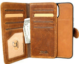 Schutzhülle aus echtem Naturleder für Apple iPhone 12, Brieftasche im Vintage-Stil, Kreditkartenfächer, weiche, abnehmbare magnetische Abdeckung, hellbraun, vollnarbig, DavisCase