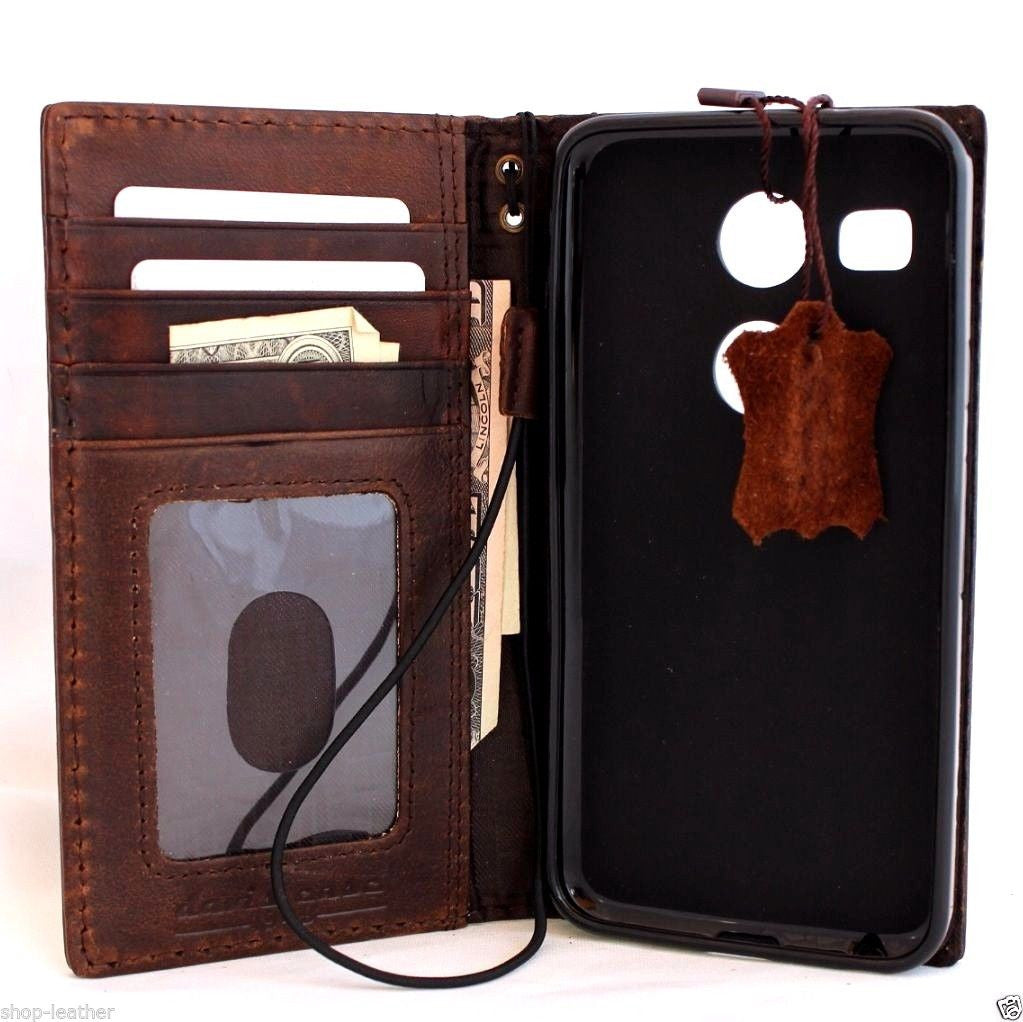 Genuine Italian leather hard case for LG Nexus 5X, DAVISCASE handmade luxury wallet cover with slim design and textured finish.
