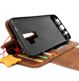 Echtleder-Hülle für Samsung Galaxy S9 Plus, Buch-Brieftaschen-Cover, abnehmbare, abnehmbare Kartenfächer, Ausweisfenster, Vintage-Braun, schlankes Daviscase