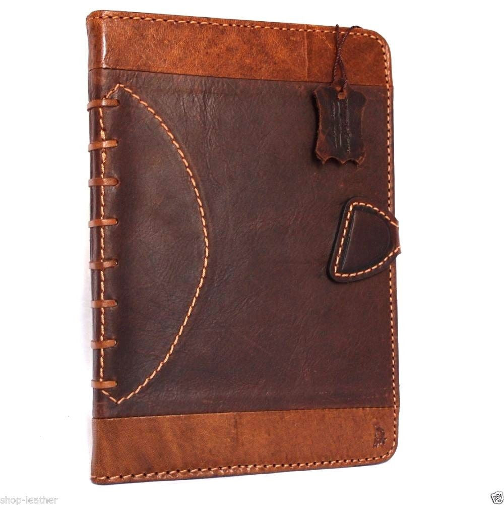 Genuine brown leather iPad Mini 4 case with slim, sport football design, providing stylish protection for Apple tablet.