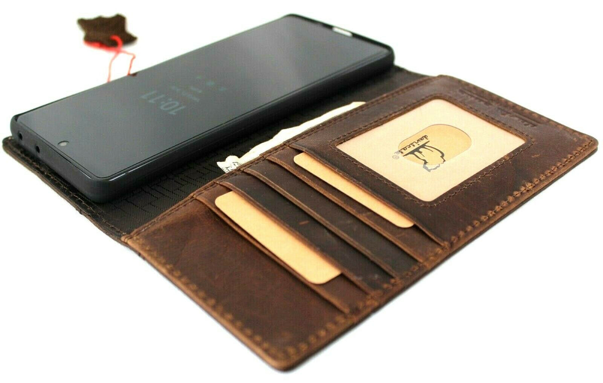 DavisCase genuine leather Galaxy S21 Ultra 5G wallet cover with card slots, ID window, rubber stand, and wireless charging feature.
