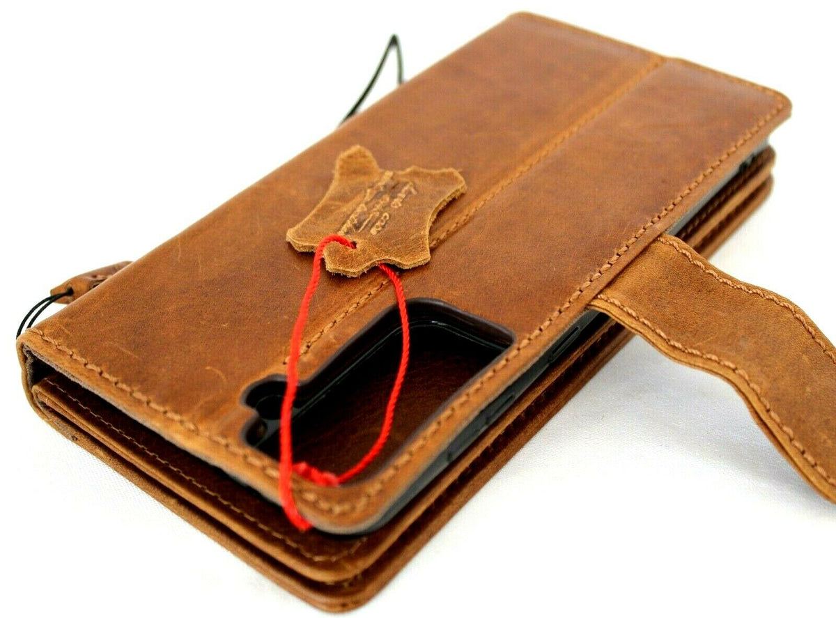 Genuine full leather Galaxy S22 Plus 5G case with wallet design, card slots, window, magnetic stand by DAVISCASE.