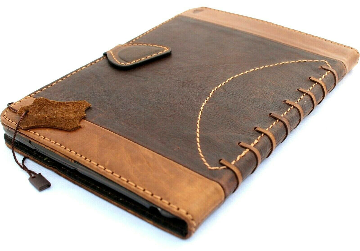 Handmade genuine leather iPad Mini 6 case with card slots, rubber accents, vintage design by DAVISCASE for Apple iPad Mini 6 (2021).