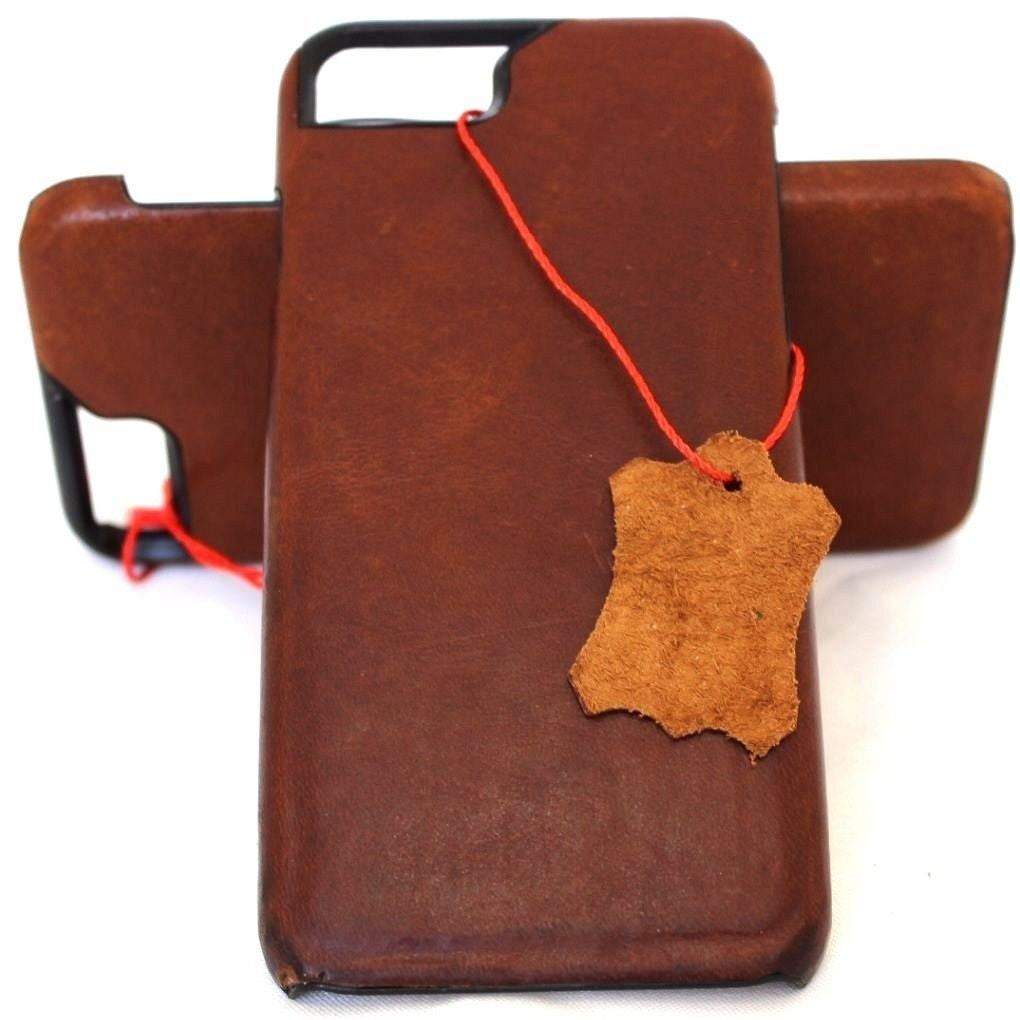 Handmade vintage leather iPhone 8 Plus case with slim book-style holder cover, crafted for a luxurious, classic look.
