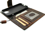 Étui en cuir naturel véritable pour Apple iPhone 12 Mini Book Wallet Vintage Premium Style Cartes de crédit Fermeture magnétique souple Couverture souple DavisCase