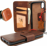 Echte Volllederhülle für Apple iPhone XR, Cover, Brieftasche, Kreditbuch, geölt, abnehmbarer, luxuriöser, schlanker Ständer + magnetische Autohalterung