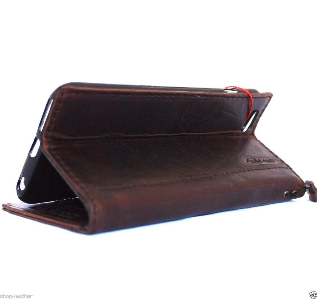 Genuine Italy leather iPhone 6/6s Plus case by DAVISCASE, slim flip wallet with credit card slots and ID holder.