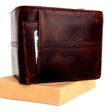 Herren-Geldbörse aus echtem Vintage-Leder, zweifach faltbar, Kreditkarte, TOUGH JEANS, herausnehmbarer Ausweis, handgefertigt, DavisCase® 