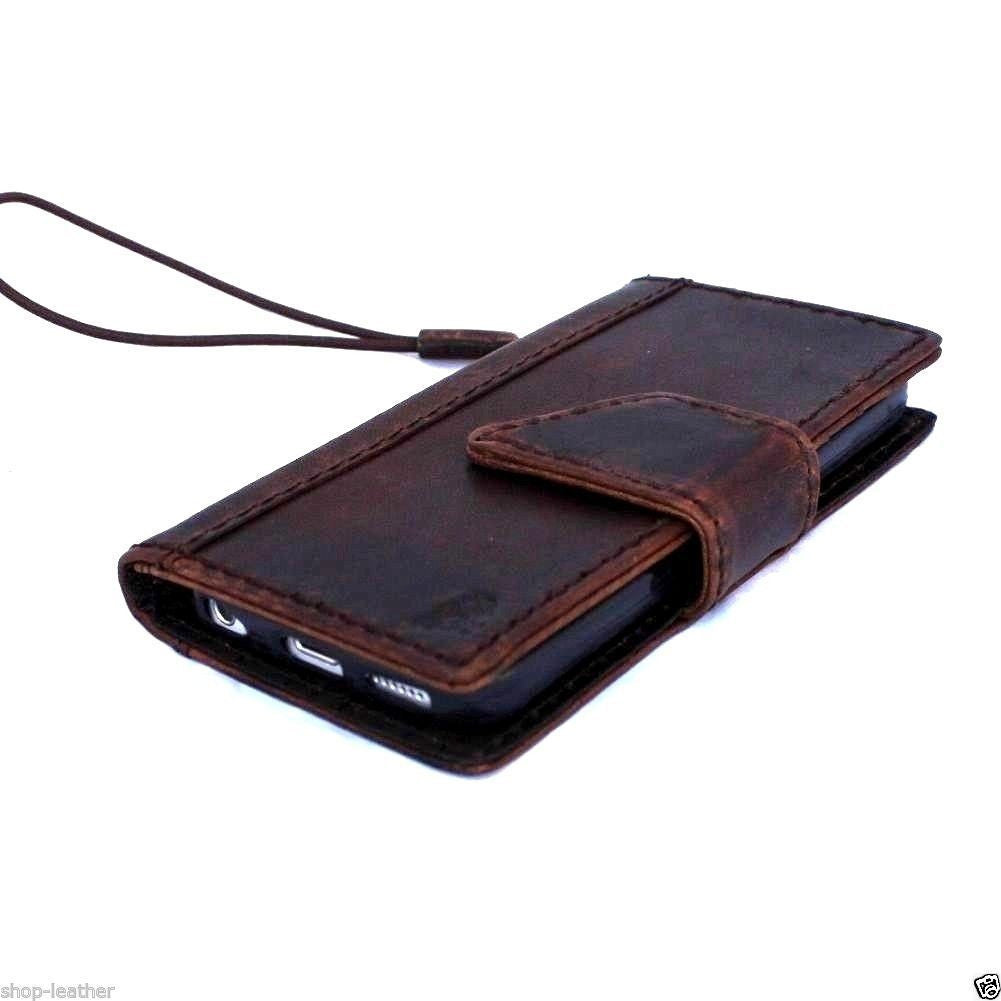 Vintage brown leather hard case for iPhone 4/4s, handcrafted wallet cover with luxury book-style design and secure bracket.
