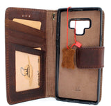 Genuine Dark Full Leather case for Samsung Galaxy Note 9 book wallet Removable cover soft vintage detachable credit cards slots slim + magnetic car holder Daviscase