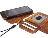 Echtleder-Hülle für iPhone 7, Brieftasche, Buchcover, magnetisch, abnehmbar, handgefertigt, Vintage-braunes Daviscase 