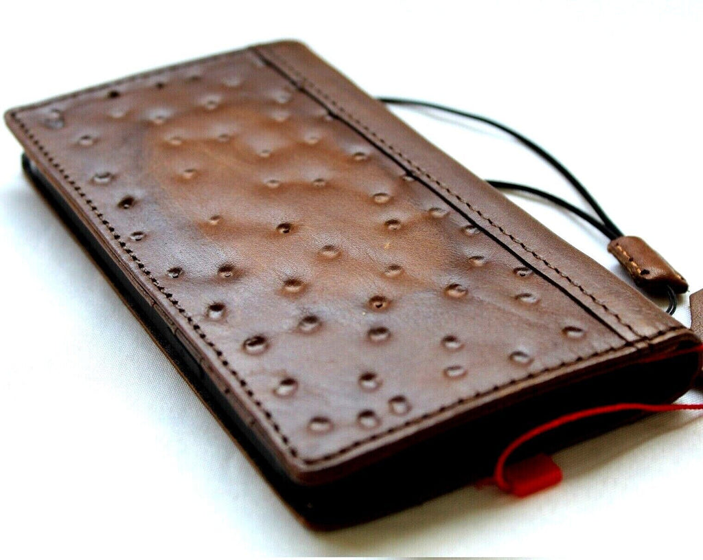 Handmade genuine leather phone case for iPhone 11-16 Pro Max, with vintage style, credit card slots, and full grain Davis luxury finish.