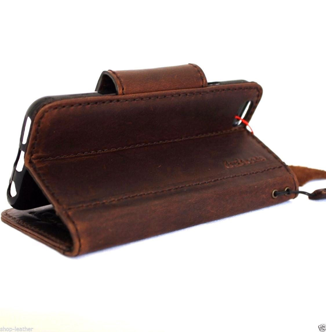 Handmade genuine Italian leather iPhone 6/6s case with wallet credit holder and magnetic closure, featuring a sleek, protective design.