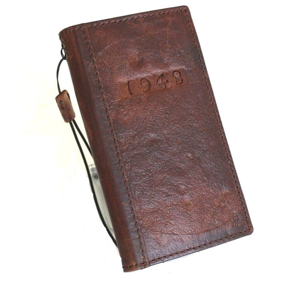 Étui en cuir véritable pour Apple iPhone 11 12 13 14 15 Pro Max 7 8 plus bricolage artisanat ancien rustique SE XS portefeuille livre Style Vintage fentes pour cartes de crédit couverture sans fil pleine fleur Davis luxe Mini trous d'art