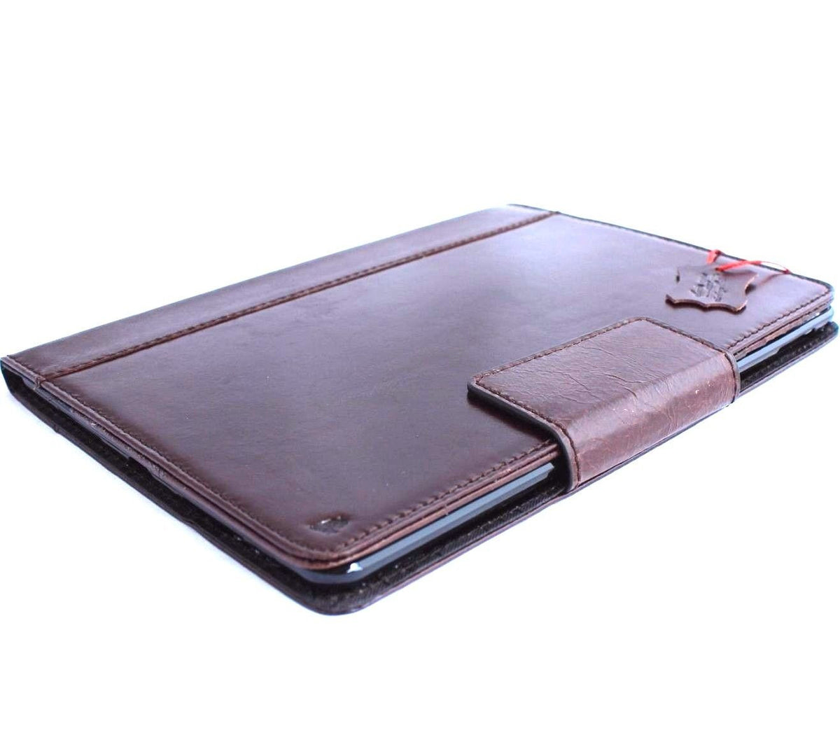 Brown genuine leather iPad Pro 9.7 case by DAVISCASE with flip cover, card slots, stand, magnet closure, slim and luxury design