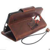 Véritable étui en cuir vintage pour LG Stylus 2 livre portefeuille aimant couverture marron foncé fentes pour cartes mince fait à la main daviscase