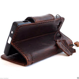 genuine vintage italian leather hard Case  for sony Xperia Z5 Compact book wallet 5 z handmade UK