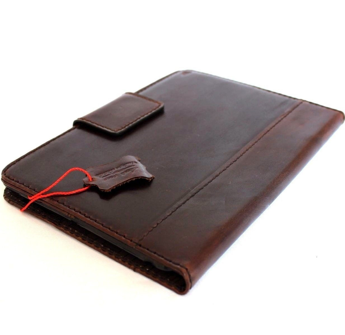 Vintage brown leather iPad mini 4 case cover with card slots, handcrafted luxury design, from DavisCase.