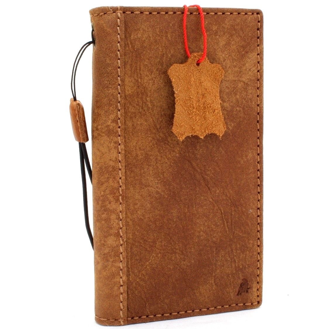 Handmade vintage leather Samsung Galaxy S9 wallet case in tan with card slots, designed by DAVISCASE.