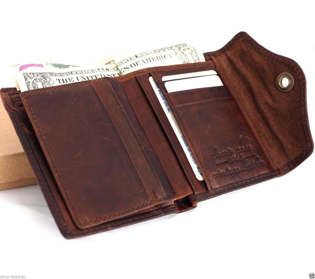 Genuine men's leather wallet by DAVISCASE with a money clip and special design, showcasing a slim, stylish billfold for cash.