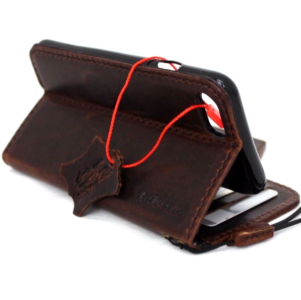 DavisCase genuine leather iPhone SE 2 2020 wallet case with card slots, magnetic closure, slim design, and 3D textured finish.