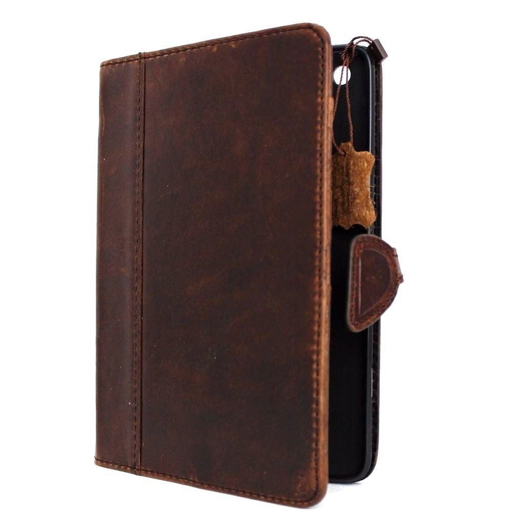Brown vintage leather iPad Air 4 and 5 case by DAVISCASE with stand, card slots, wallet design, magnetic closure, slim fit.