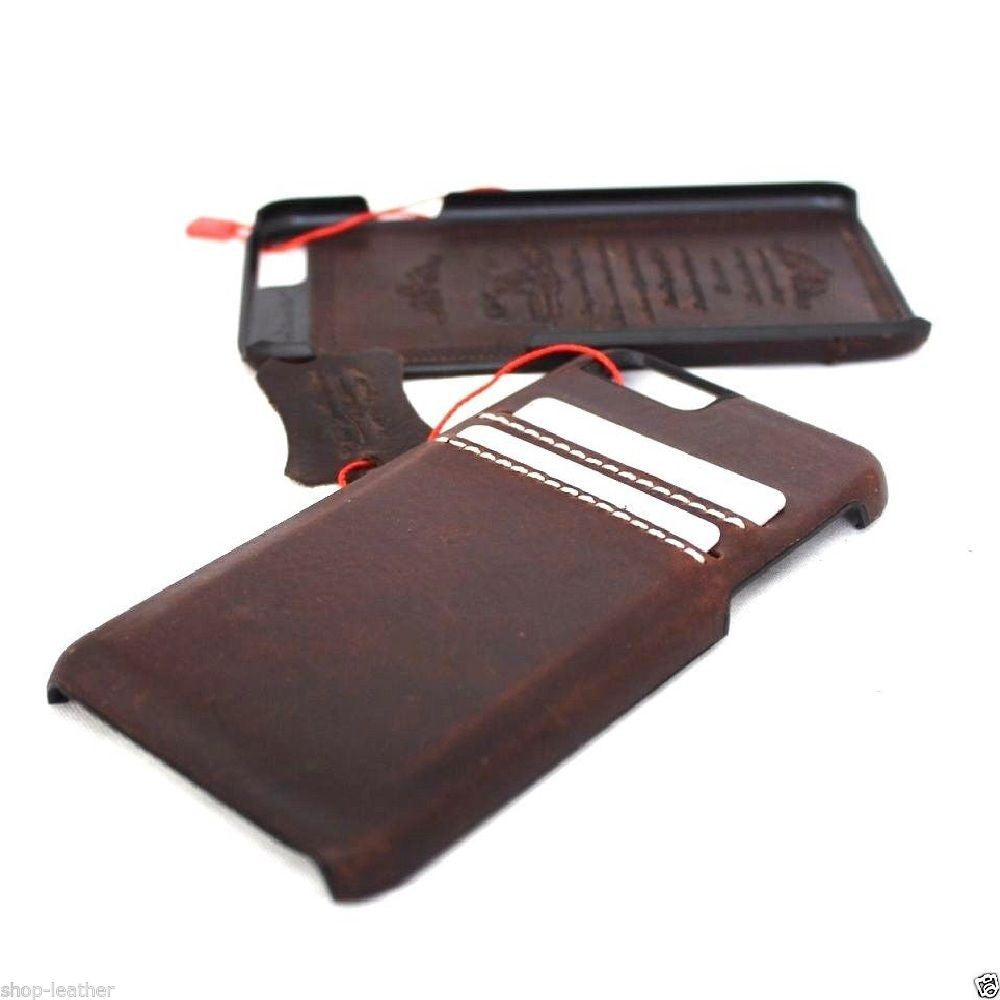 Vintage genuine leather iPhone 6/6s case, slim, handmade, luxury phone cover with classic art design.