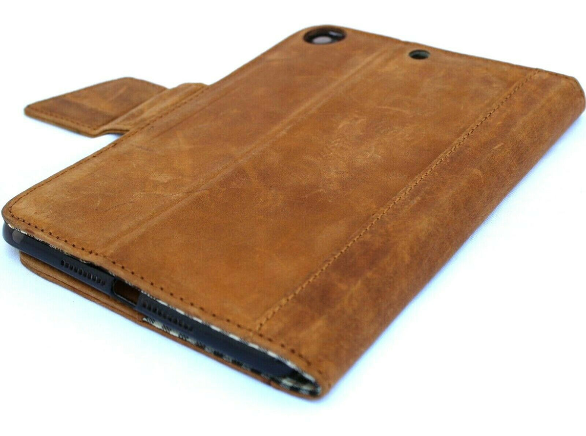 DavisCase genuine leather iPad Mini 6 (2021) cover with handmade card slots, vintage style, and rubber accents.