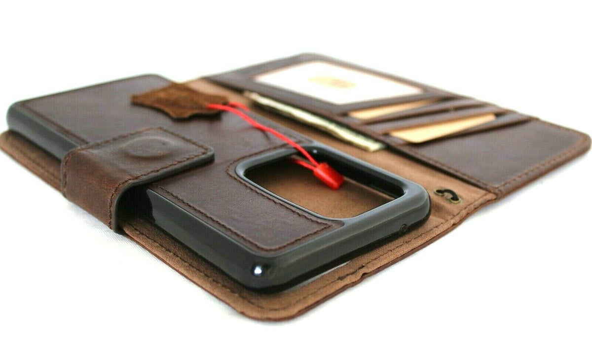 Genuine vintage leather Samsung Galaxy Note 20 Ultra case by DAVISCASE with wallet design, card slots, magnetic closure, slim fit.