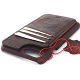 Genuine Natural Dark Leather Case for Apple iPhone SE 2 Book Wallet Cover Cards Holder Slim DavisCase