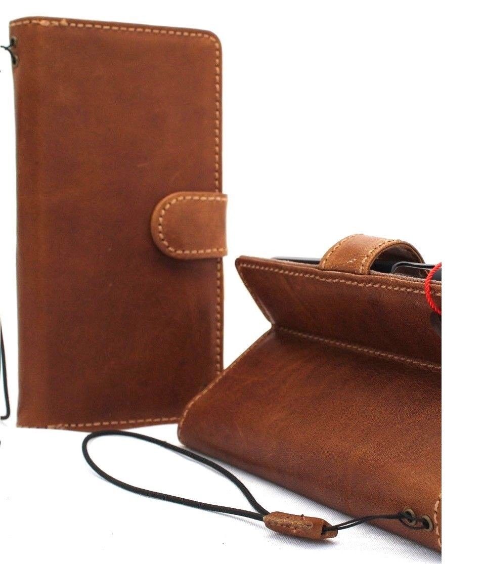 Genuine full leather removable case for iPhone 8 with wallet-style design, card slots, ID window, and magnetic closure.