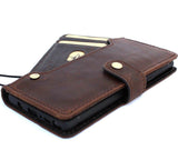 Étui en cuir vintage authentique pour Samsung Galaxy Note 9 livre Fermeture de portefeuille faite à la main Couverture en caoutchouc Emplacements pour cartes Charge sans fil Daviscase