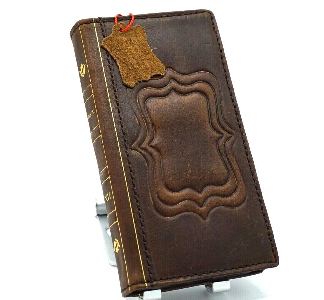 Handmade DAVISCASE genuine leather wallet case for iPhone 11-15 Pro Max with card slots, vintage style, full grain leather, handcrafted.