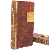 Echte Volllederhülle für iPhone 8 Cover Buch Bibel Brieftasche Karten Vintage Business Slim 7 Kabelloses Laden Davis Classic Art.-Nr 