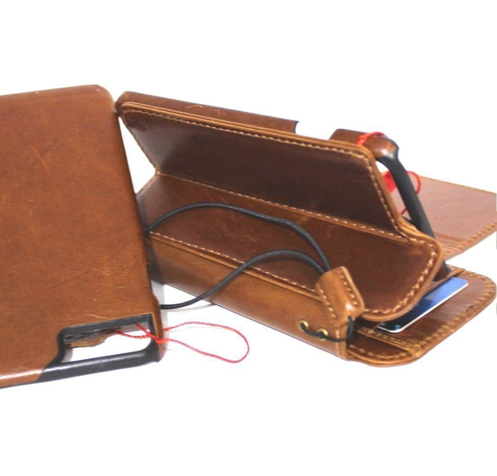 Genuine full leather iPhone 8 case with wallet design, card slots, magnetic closure, slim fit, and detachable cover.