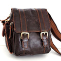 Genuine leather shoulder satchel bag for men, vintage style messenger bag by DAVISCASE with small, classic design.
