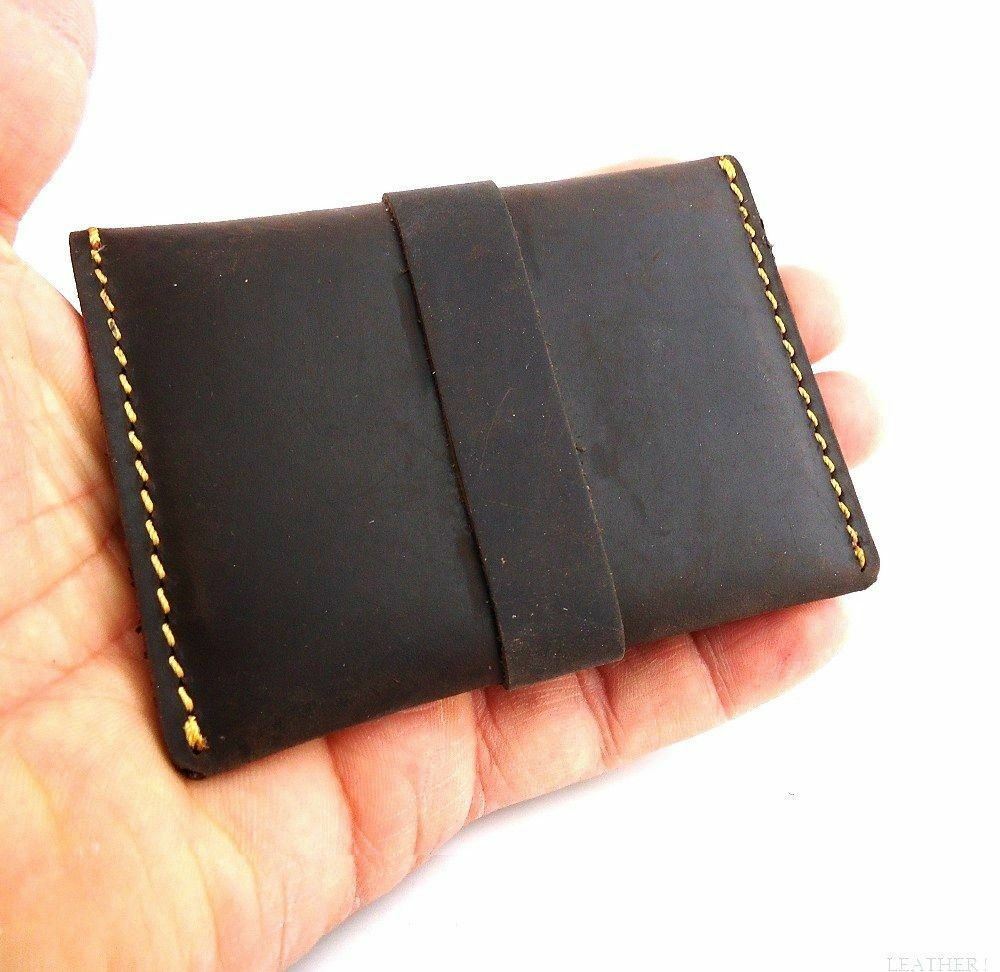 Genuine full leather men's wallet by Vendor-Unknown with small compact design, featuring card slots and a money pocket.