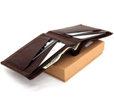 Herren-Geldbörse aus echtem, weichem Leder, 4 Kreditkartenfächer, 1 Geldscheinfach, schlankes, handgefertigtes braunes DavisCase