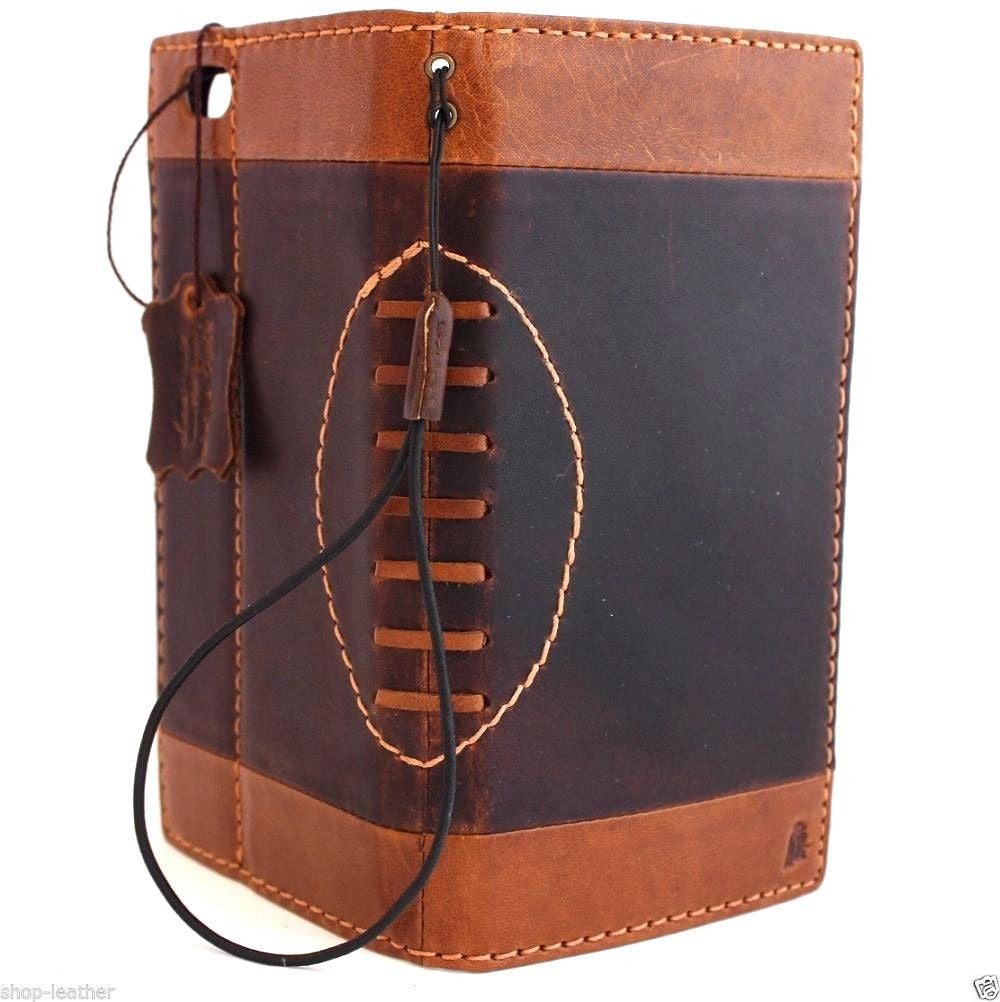 Genuine oil leather iPhone 6s Plus case with wallet design, credit card slots, magnet closure, handcrafted by vendor-unknown.
