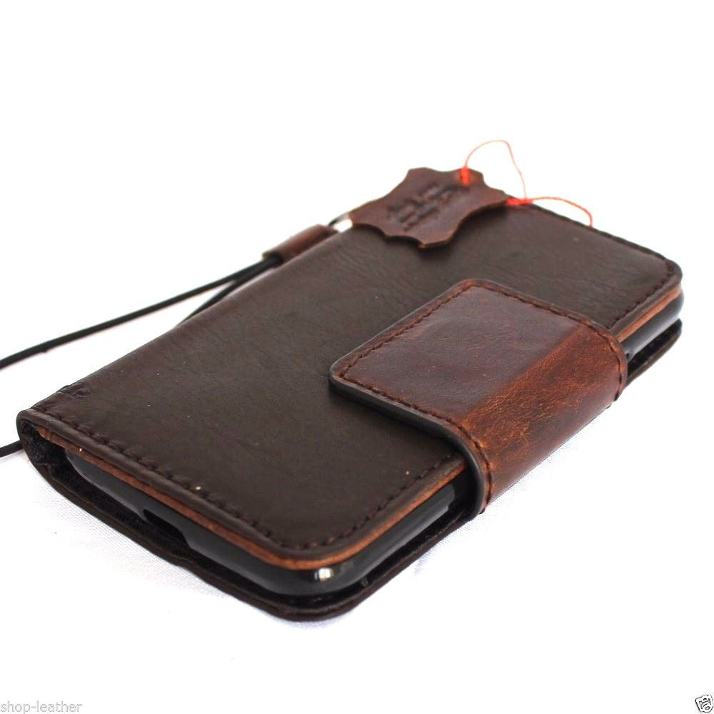 Handmade genuine leather phone case for Motorola Moto G 3rd gen, wallet-style cover with magnet closure and clip.