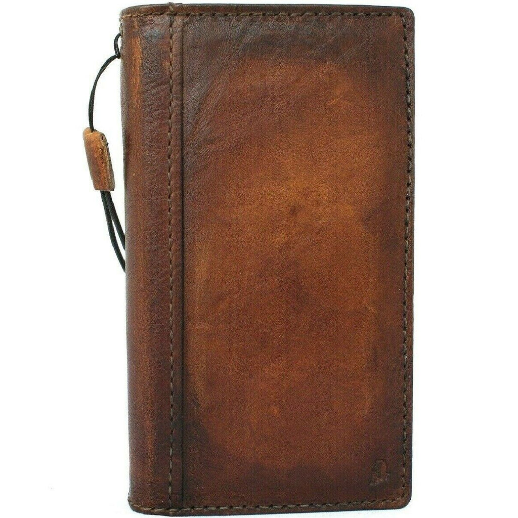 Handmade genuine leather phone case by DAVISCASE for iPhone 14-17 Pro Max and Galaxy S26 Ultra, featuring vintage full grain leather.
