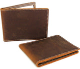 Men's Genuine Leather wallet Bill credit card slots slim handmade Id retro oiled Art Daviscase