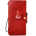 Red genuine full leather wallet case for iPhone 11 Pro Max with credit card slots, handmade by DAVISCASE. Slim and stylish design.