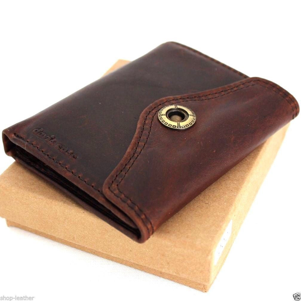 Men's full leather wallet in brown with 6 credit card slots, 2 ID windows, and 2 bill compartments.