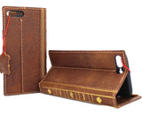 Étui en cuir souple véritable pour iPhone 8 Plus Bible Design livre portefeuille couverture porte-crédit fentes de luxe vintage brun vif Stand mince Jafo 1948