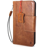 Genuine Leather Case for iPhone X book wallet magnetic closure cover Cards slots Slim vintage bright brown Daviscase