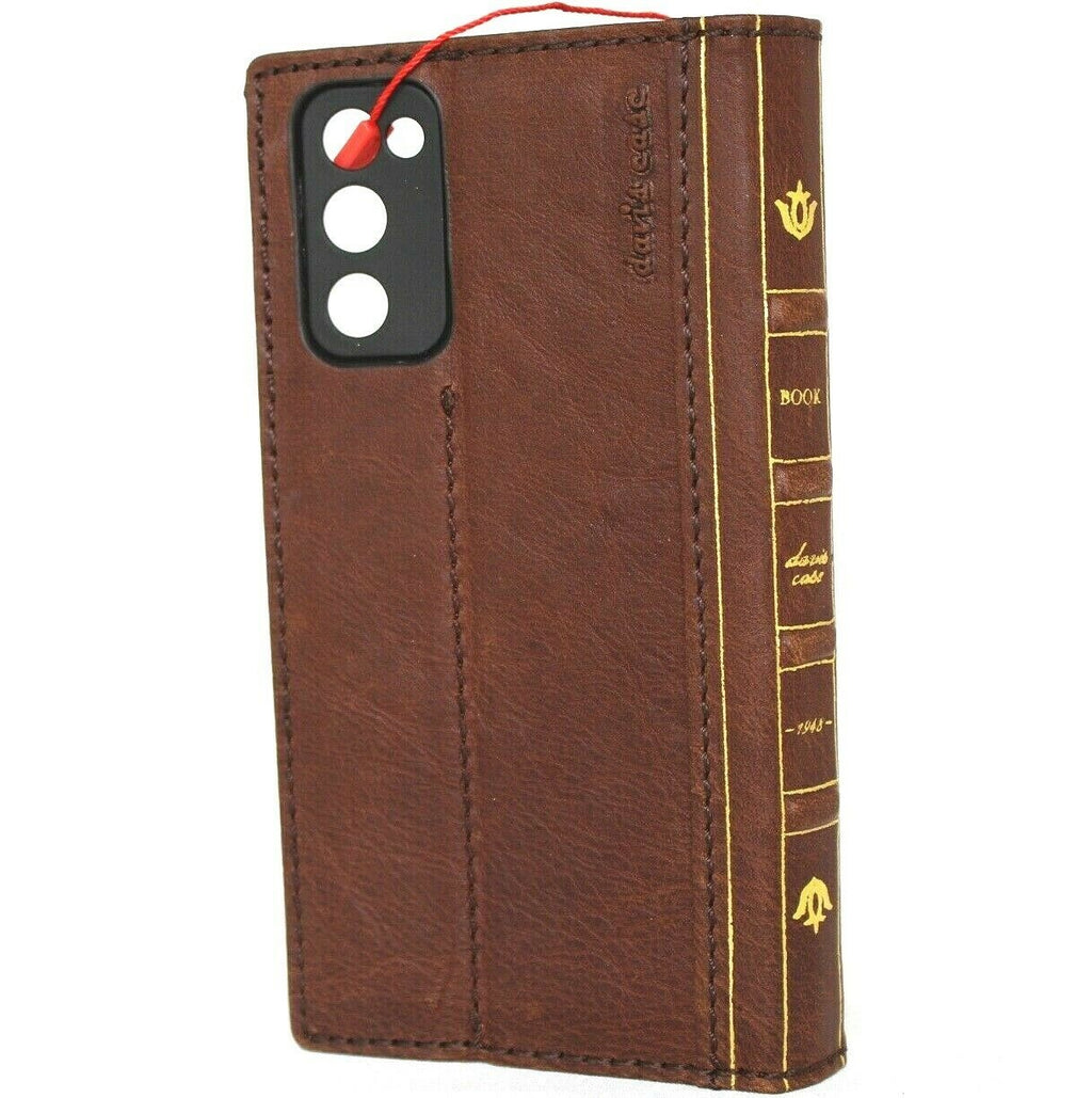 DavisCase genuine soft leather wallet cover for Samsung Galaxy S20 FE with Bible design, card slots, wireless charging holder, slim fit.