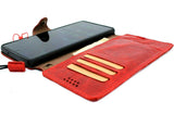 Étui en cuir véritable rouge pour Samsung Galaxy Note 20 Book Soft Wallet Cover Cards Holder Rubber Vintage Slim Design Wireless 5G Davis