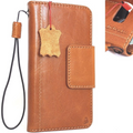 Light brown genuine vintage leather Samsung Galaxy S8 Plus wallet case with card slots and slim design.