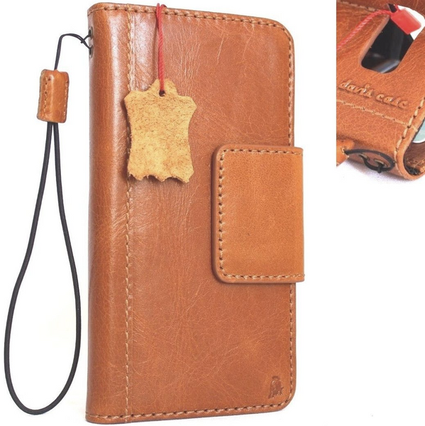Genuine vintage leather Case for Samsung Galaxy S8 Plus book wallet magnet cover cards slots light brown slim daviscase